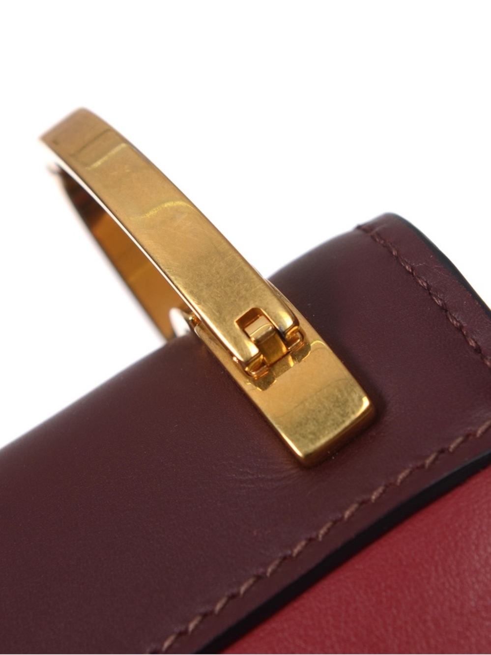♥️Prada Small Pionniere Two-Tone Burgundy and Dark Wine Leather Handbag ♥️ - Picture 9 of 16